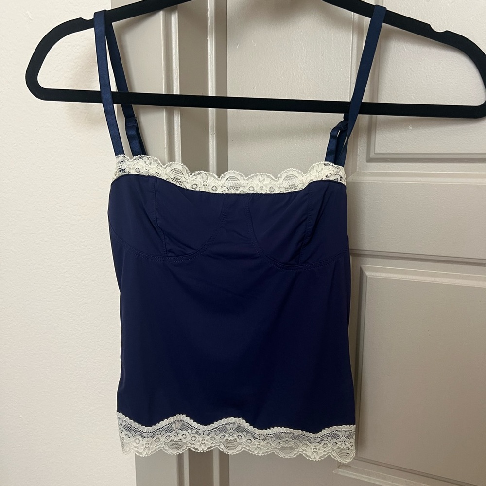 Lucy in the Sky Lace Crop Top in Navy